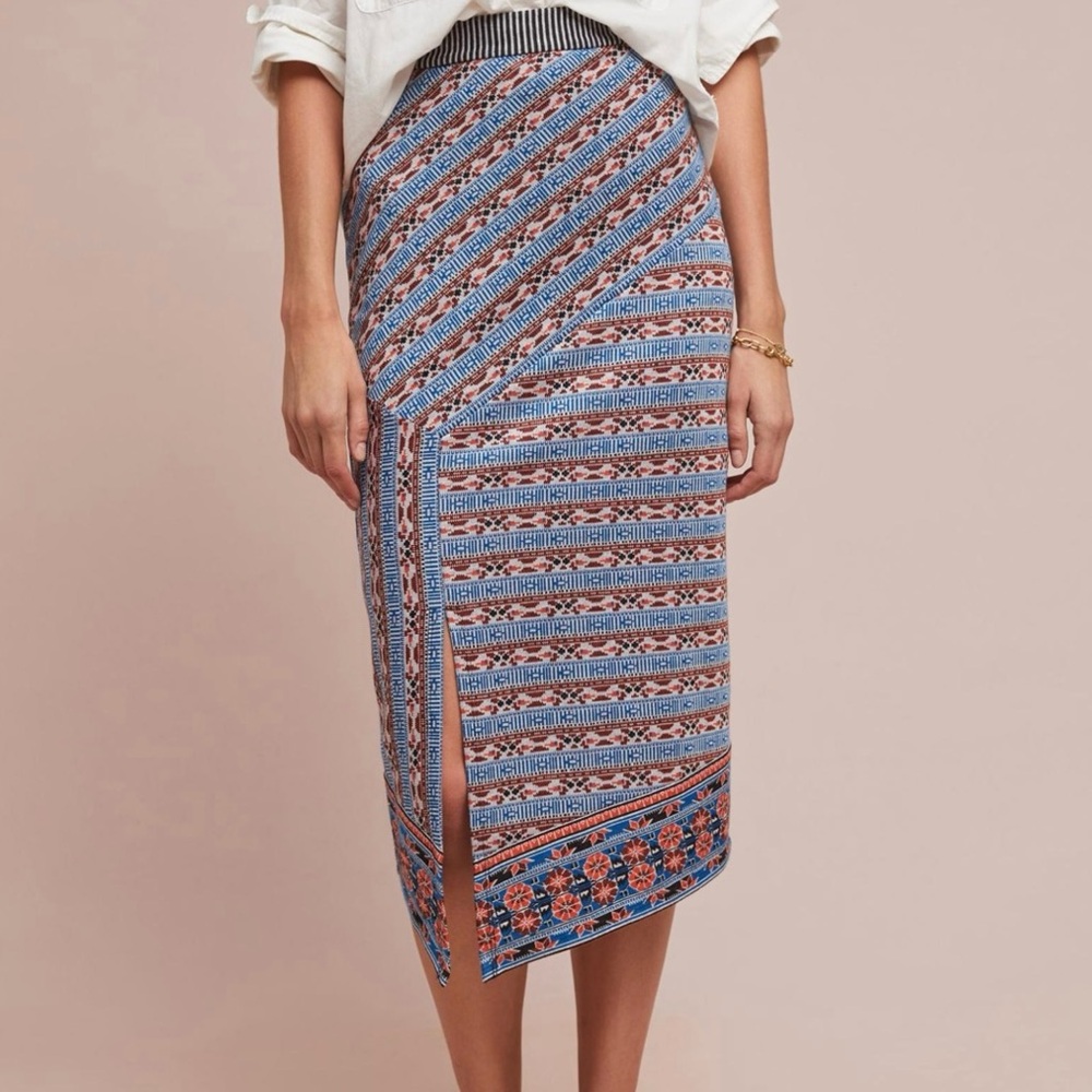 Anthropologie Striped Splendor Bohemian Pencil Skirt XS